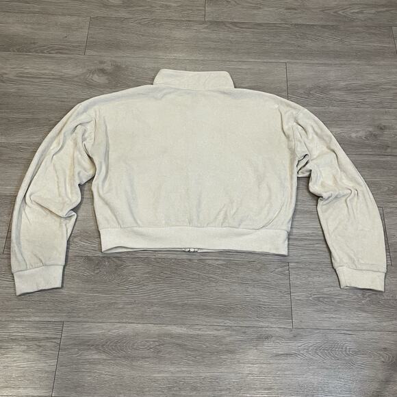 Womens Velour Y2K Track Jacket Size 8 Full Zip Cropped Streetwear Layering - Picture 3 of 6